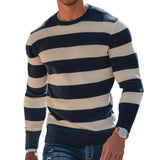 Men's Retro Casual Colorblock Striped Crew Neck Sweater 02258832TO