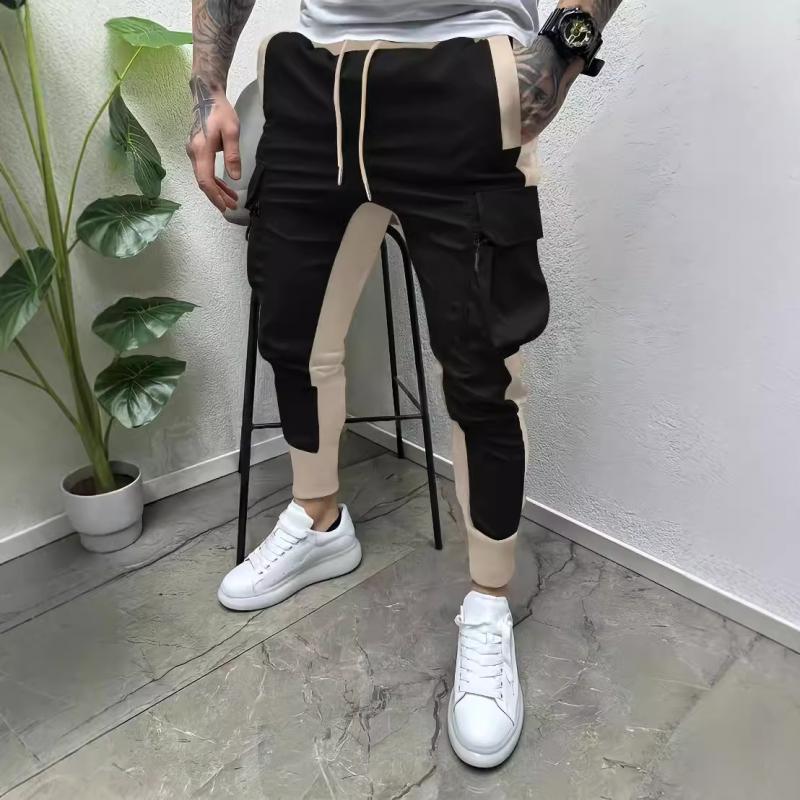 Men's Colorblock Multi-pocket Elastic Waist Cargo Pants 27140739Z