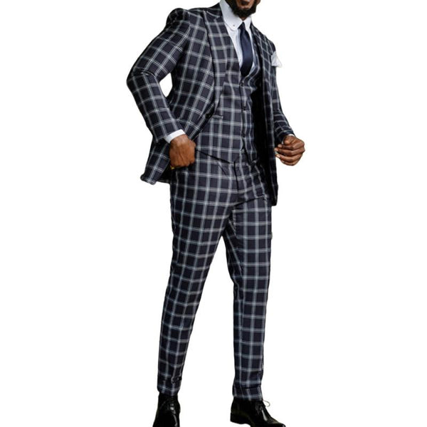 Men's Retro Casual Plaid Printed Two-Piece Suit 48580242TO