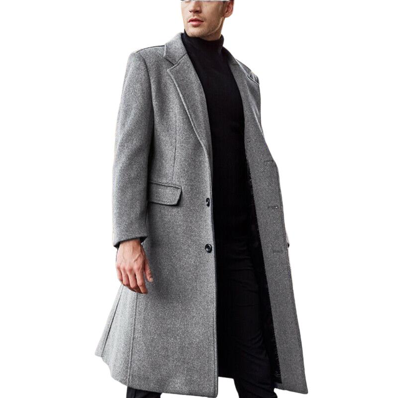 Men's British Style Solid Color Long Coat 59699728U