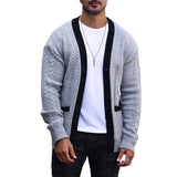 Men's Colorblock Cable Knit Single-Breasted Cardigan 59511158Y