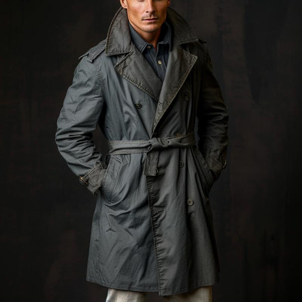 Men's Retro Mid-Length Lapel Trench Coat 45364613F