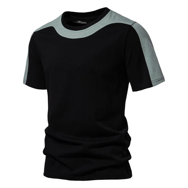 Men's Cotton Colorblock Round Neck Short Sleeve Casual T-shirt 47282009Z