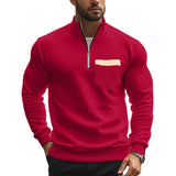 Men's Casual Zipper Stand Collar Solid Color Sweatshirt 21133783X