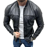 Men's Vintage Casual Leather Zipper Jacket 42467608TO