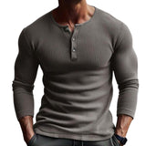 Men's Retro Classic Slim Fit Button Knit Long Sleeve Bottoming T-Shirt 79221941K