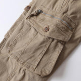 Men's Casual Outdoor Multi-Pocket Cotton Elastic Waist Work Pants 26750009M