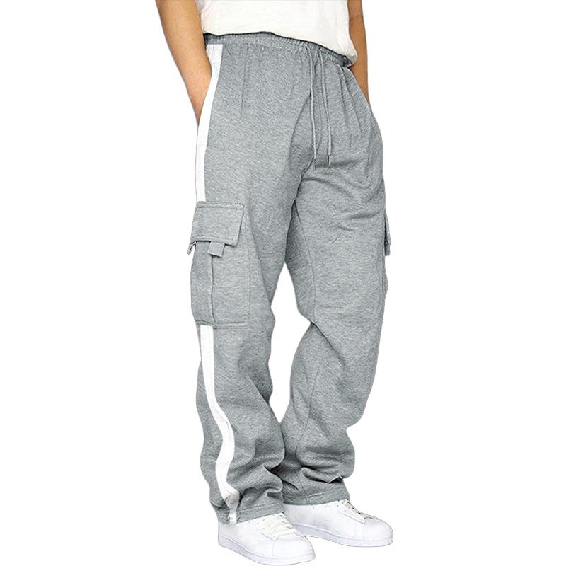 Pantaloni casual multitasche larghi in pile da uomo 84668543U