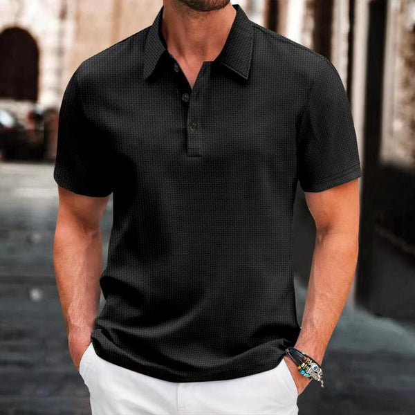 Men's Solid Color Breathable Mesh Fabric Short-Sleeved Polo Shirt 76877869Y