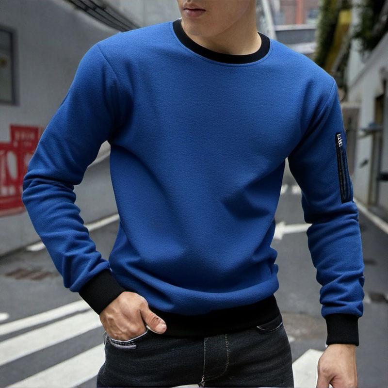 Men's Colorblock Polar Fleece Round Neck Long Sleeve Outdoor Casual Sweatshirt 17641777Z