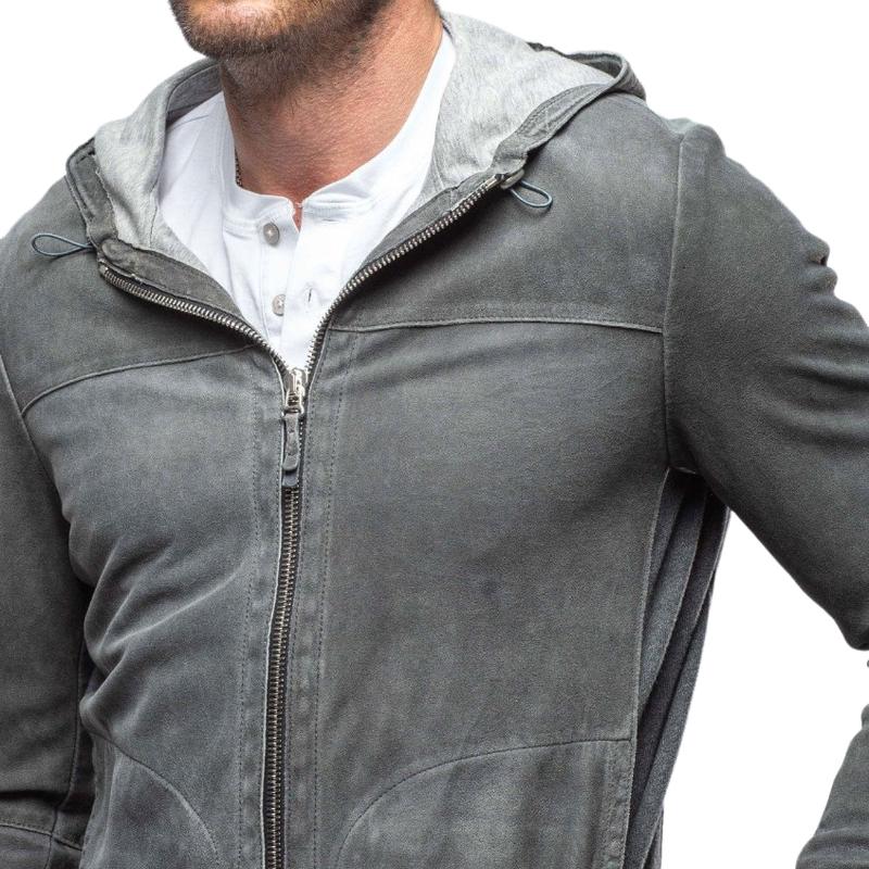 Men's Classic Casual Hooded Suede Jacket 90930814F