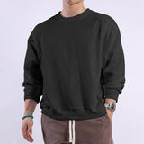 Men's Solid Color Textured Round Neck Long Sleeve T-shirt 55679694Z