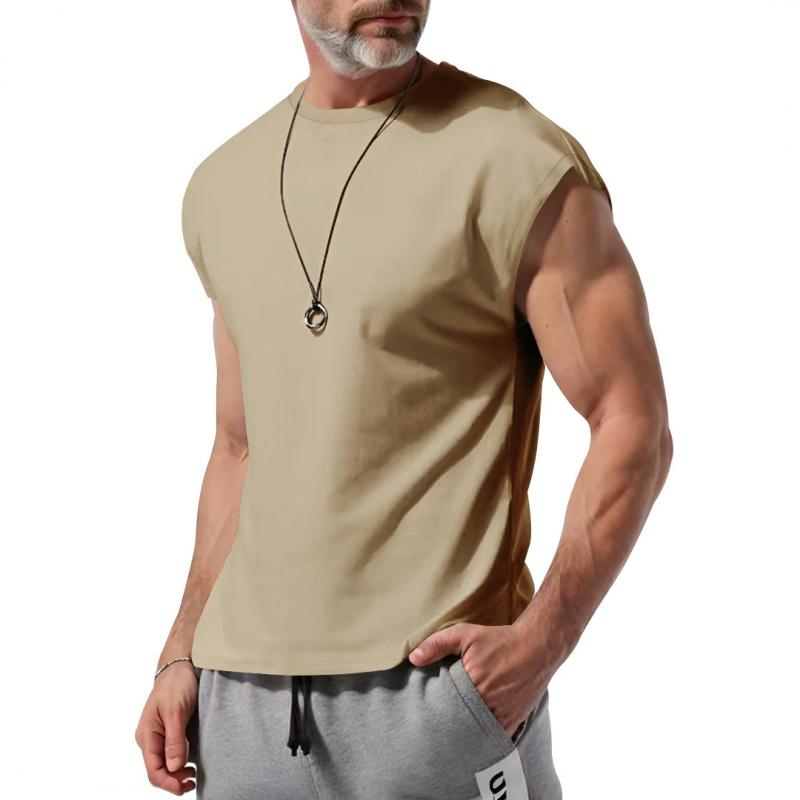 Men's Casual Cotton Blend Crew Neck Loose Tank Top 23771862M