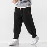 Men's Fleece Plush Solid Color Elastic Waist Casual Pants 09399028Z