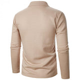 Men's Waffle Solid Half Zip Long Sleeve Lapel Sweatshirt 87830932Y