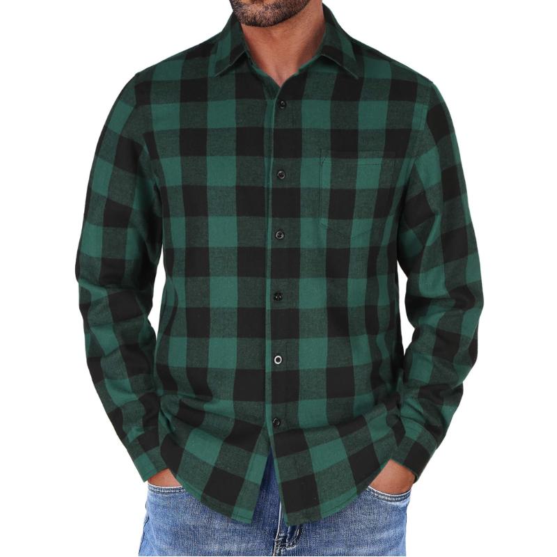 Men's Casual Plaid Long Sleeve Shirt 68225968Y