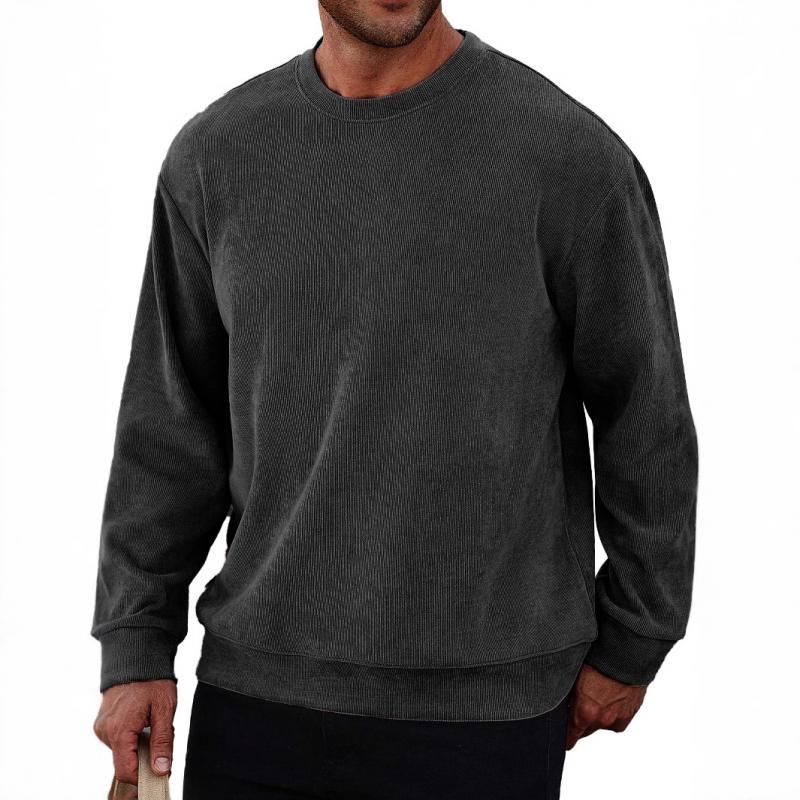 Men's Solid Color Loose Round Neck Long Sleeve Casual Sweatshirt 81572013Z