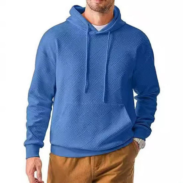 Men's Solid Color Textured Long Sleeve Casual Hoodie 97700541Z