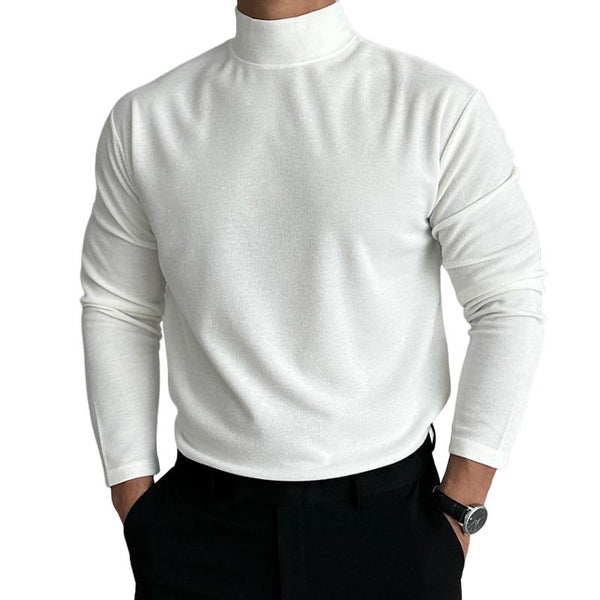 Men's Retro Casual Solid Color Half Turtleneck Long Sleeve T-Shirt 78718630TO