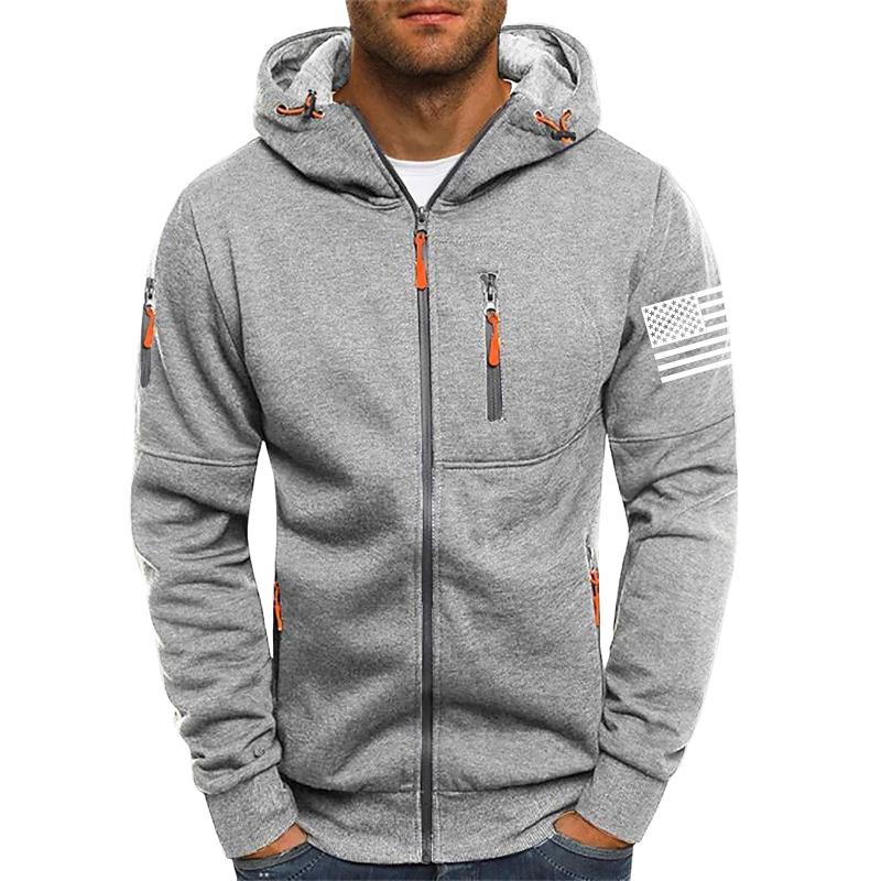 Men's Solid Cardigan Zip-Up Hooded Jacket 59926043X