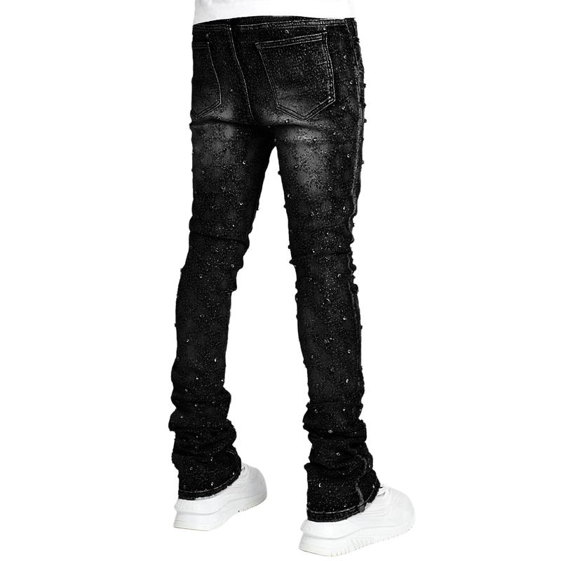 Men's Stylish Personality Straight Stretch Pearl Jeans 11144387F