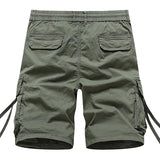 Men's Solid Color Multi-pocket Elastic Waist Cargo Shorts 21210203Z