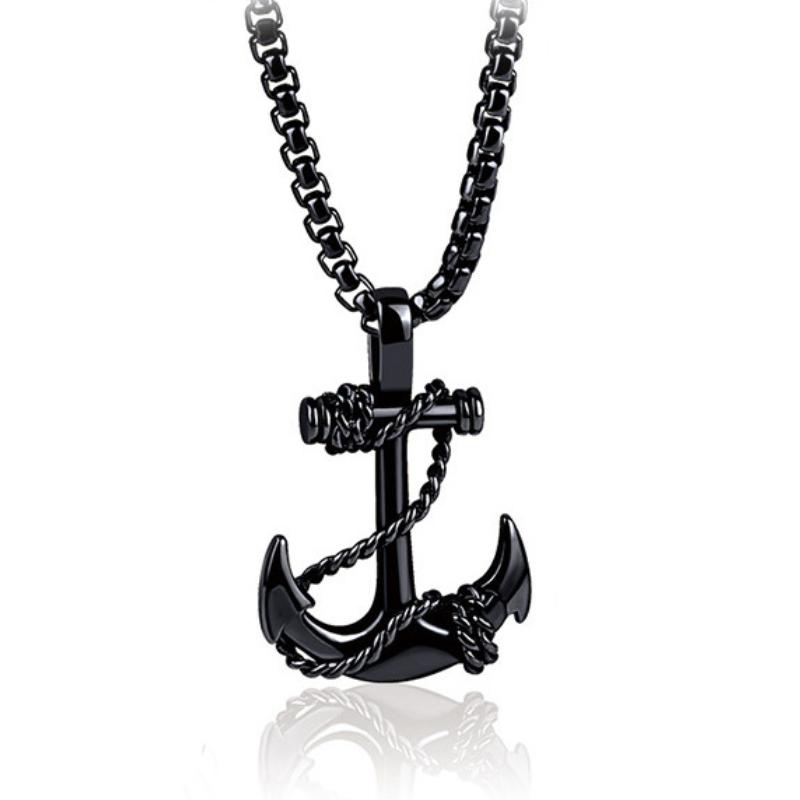 Casual Vintage Anchor Cross Necklace 76908011TO