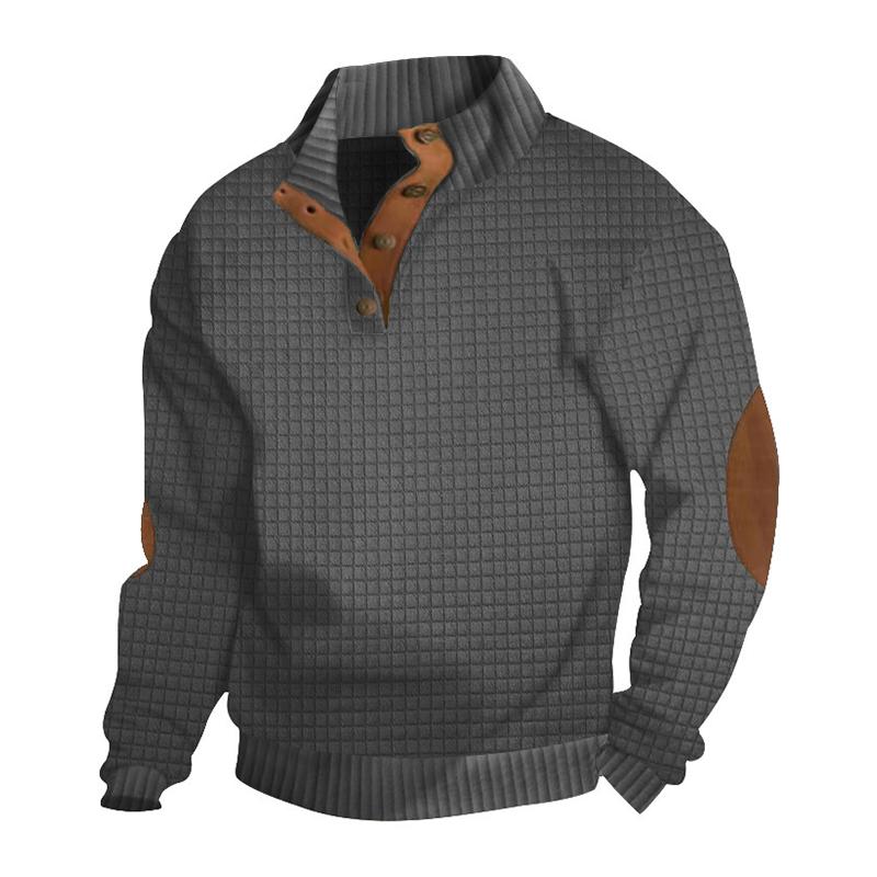 Men's Plaid Stand Collar Long Sleeve Casual Sweatshirt 63113270Z