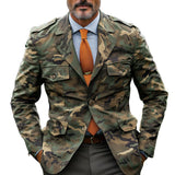 Men's Camouflage Epaulettes Lapel Multi-pocket Single Breasted Cargo Jacket 74812306Z