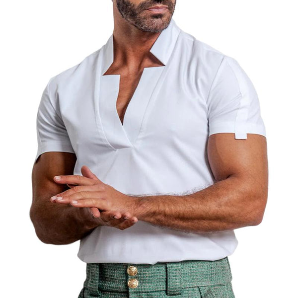 Men's Irregular Collar Short Sleeve Casual Shirt 12063737Z