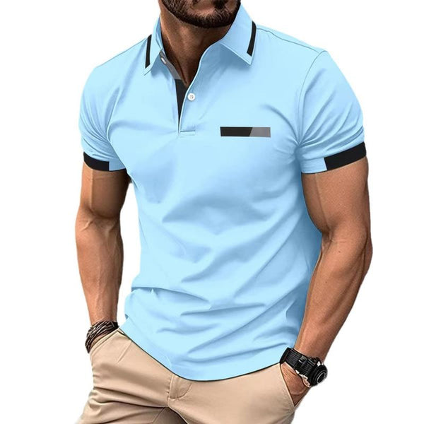 Men's Color Block Short Sleeve Casual Polo Shirt 60121197Z