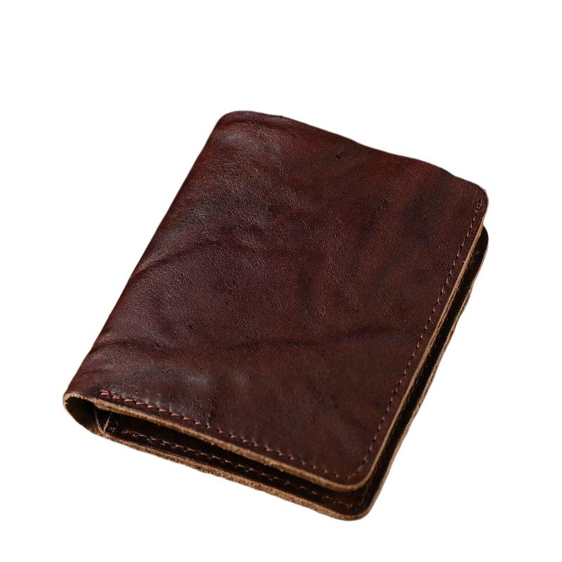 Men's Vintage Top Layer Cowhide Distressed Wrinkled Wallet 38909310U