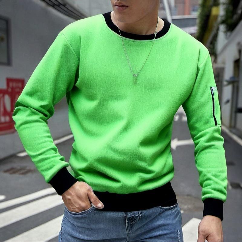 Men's Colorblock Polar Fleece Round Neck Long Sleeve Outdoor Casual Sweatshirt 17641777Z