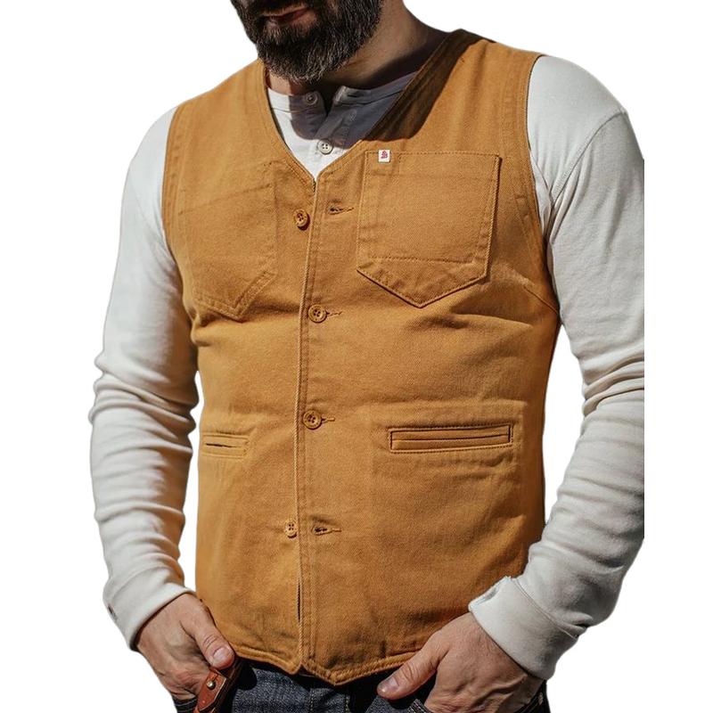 Men's Classic Slim V-Neck Canvas Vest 26736492F