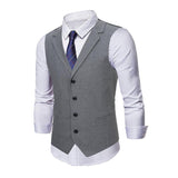 Men's Casual Notch Lapel Single-breasted Slim-fit Suit Vest (Shirt and Tie Excluded) 91085518M