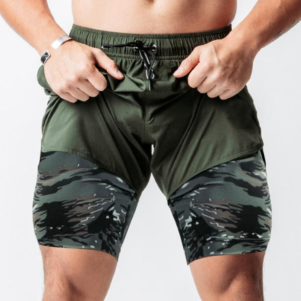 Men's Casual Sports Quick-Drying Loose Fake Two-Piece Shorts 29085246M