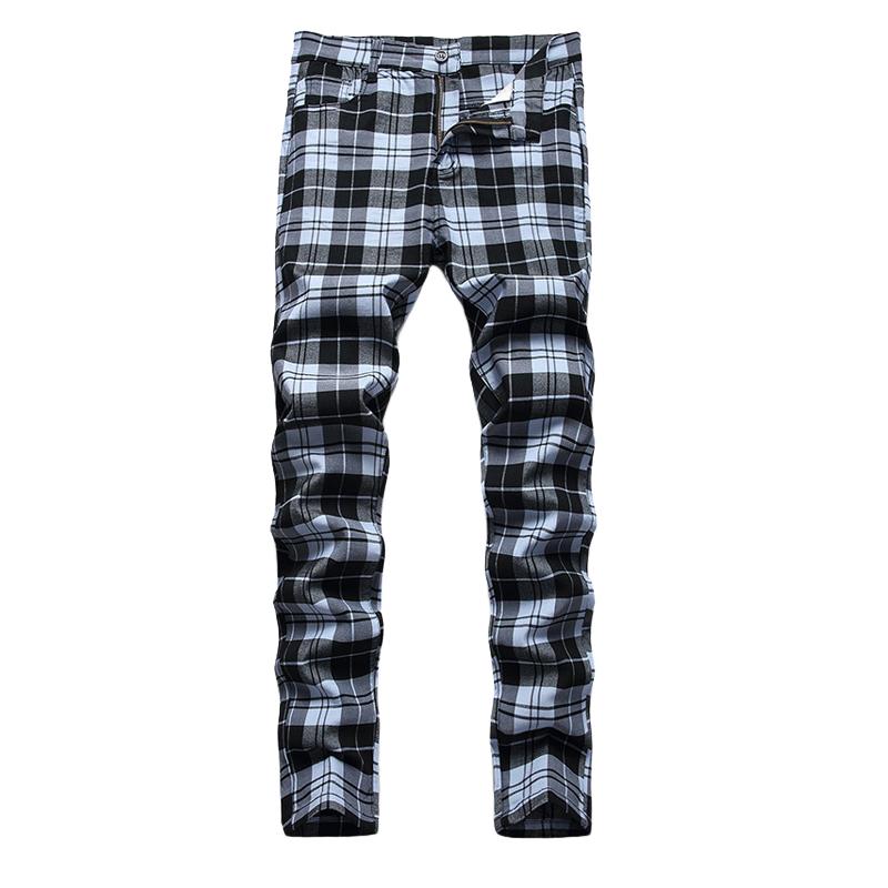 Pantalones casuales de cuadros elásticos para hombre 43205160X