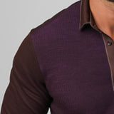 Men's Casual Long Sleeve Ribbed Knit Polo Shirt 94274949F