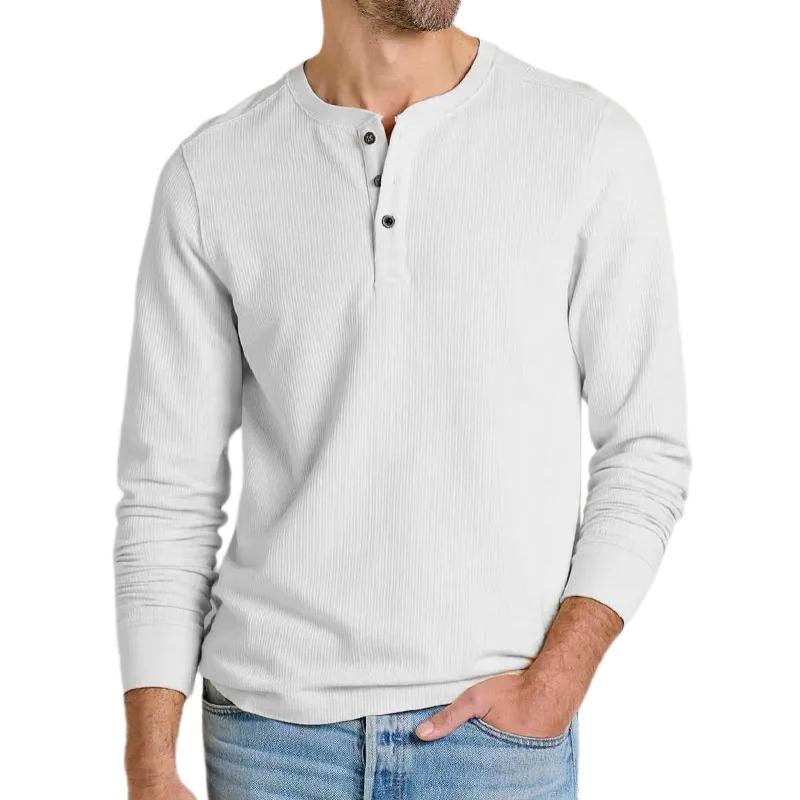 Men's Solid Color Henley Collar Long Sleeve Sweatshirt 29029887Y