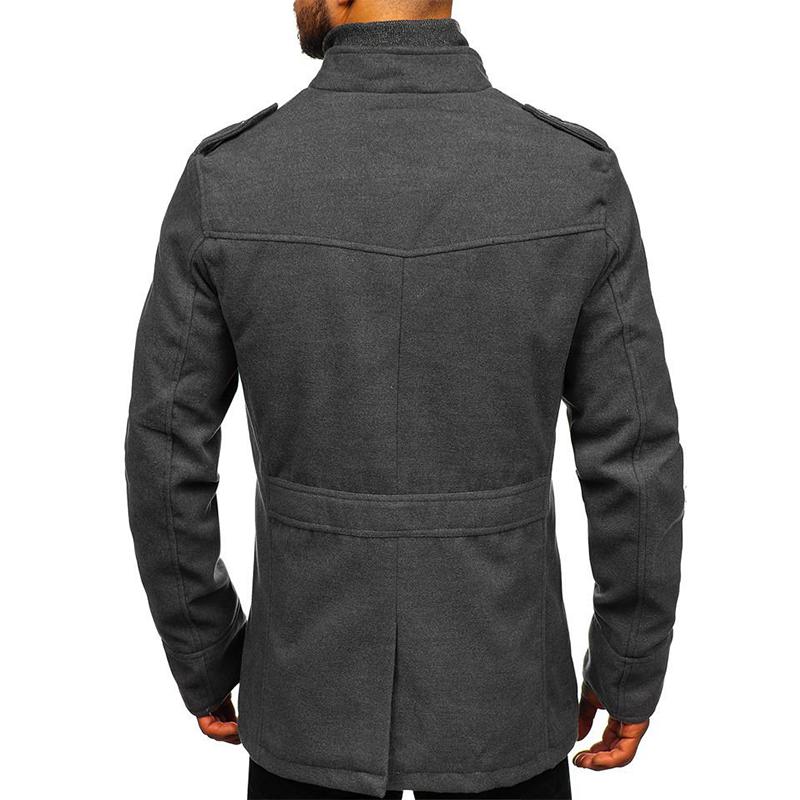 Men's Solid Double Layer Collar Single Breasted Casual Coat 74589024Z