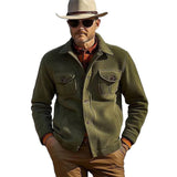 Men's Army Green Button Jacket 13186959U