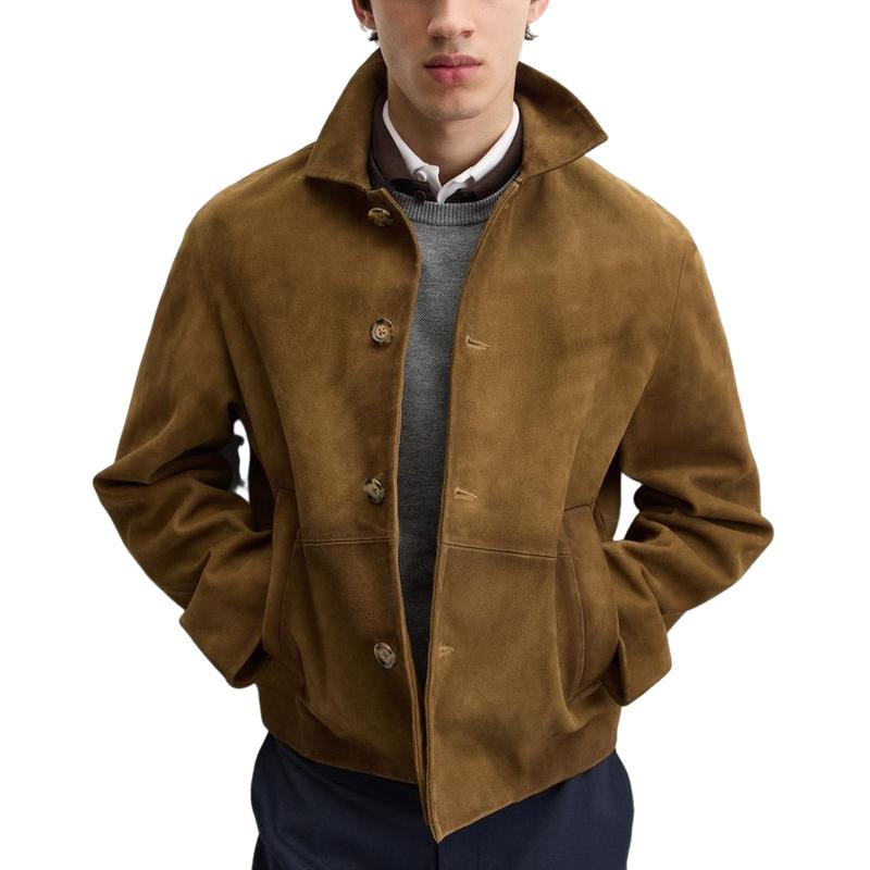 Men's Vintage Lapel Suede Jacket 44615656F