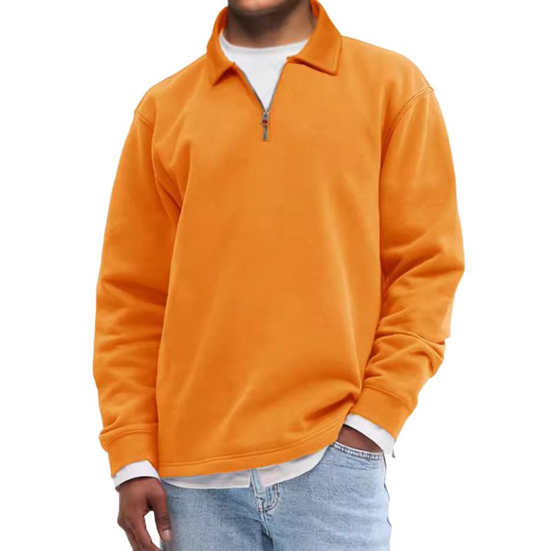 Men's Casual Half Zip Cotton Blended Loose Pullover Sweatshirt 05397432M