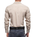 Men's Solid Cotton Linen Lapel Long Sleeve Casual Shirt 07037470Z