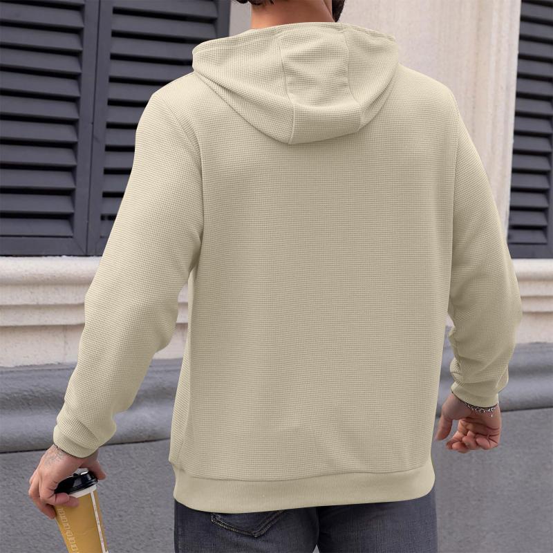 Men's Casual Waffle Solid-Color Hooded Sweatshirt 76616607Y