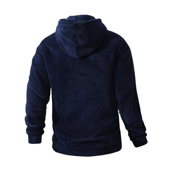 Men's Casual Solid Color Coral Fleece Loose Pullover Hoodie 67125056M