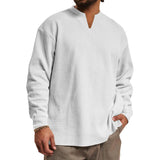 Men's Casual V-neck Waffle Loose Long Sleeve T-shirt 30473989M