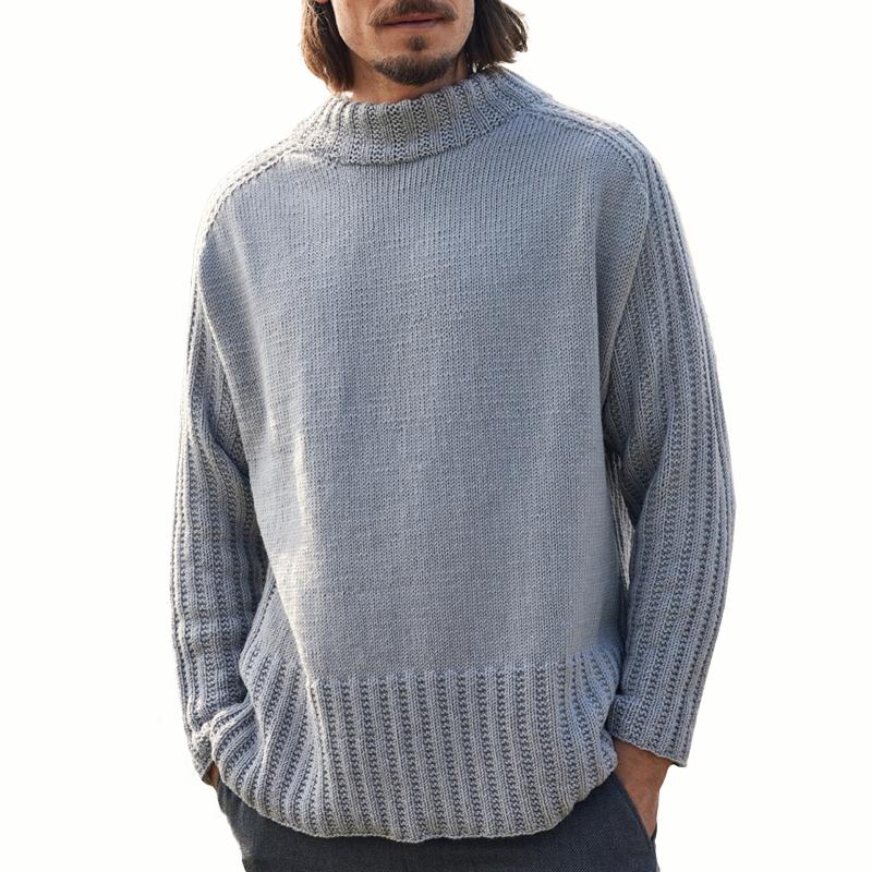 Men's Solid Short High Collar Long Sleeve Casual Sweater 36673860Z