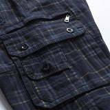 Men's Casual Cotton Plaid Multi-Pocket Slim Fit Cargo Shorts (Belt Excluded) 52553957M