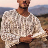 Men's Round Neck Hollow Out Knit T-shirt 79188418Z